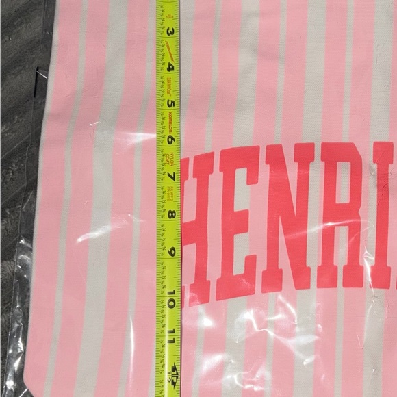 Large Ole Henriksen Pink Striped Tote Bag - Picture 4 of 5